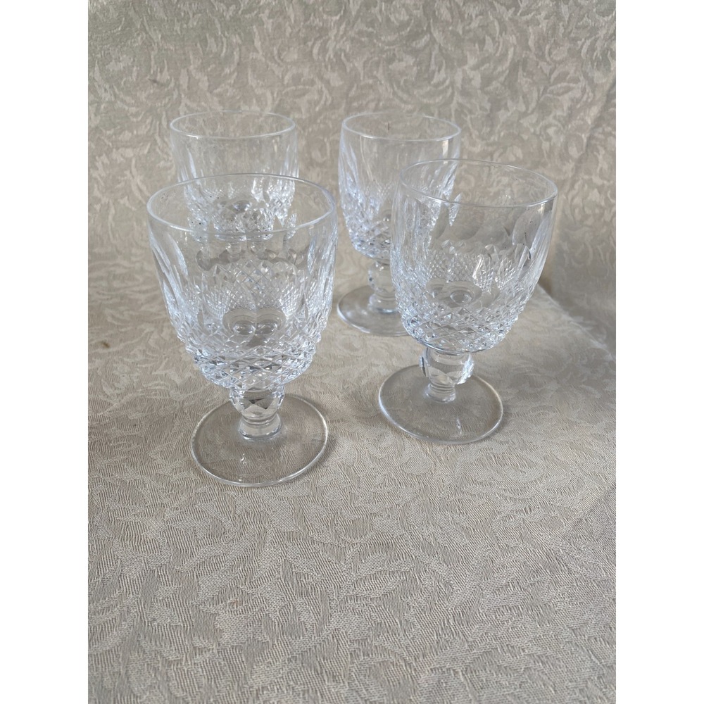 Set of 4 Waterford Crystal Colleen Short Stem Wine Glasses Goblets - 4 3/4"